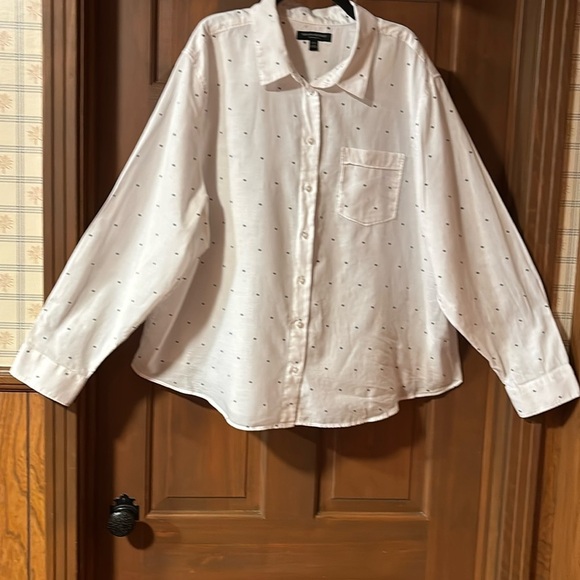 Banana Republic Quinn Boy Fit Button Down Shirt White With Stars Long Sleeve XXL - Picture 1 of 11